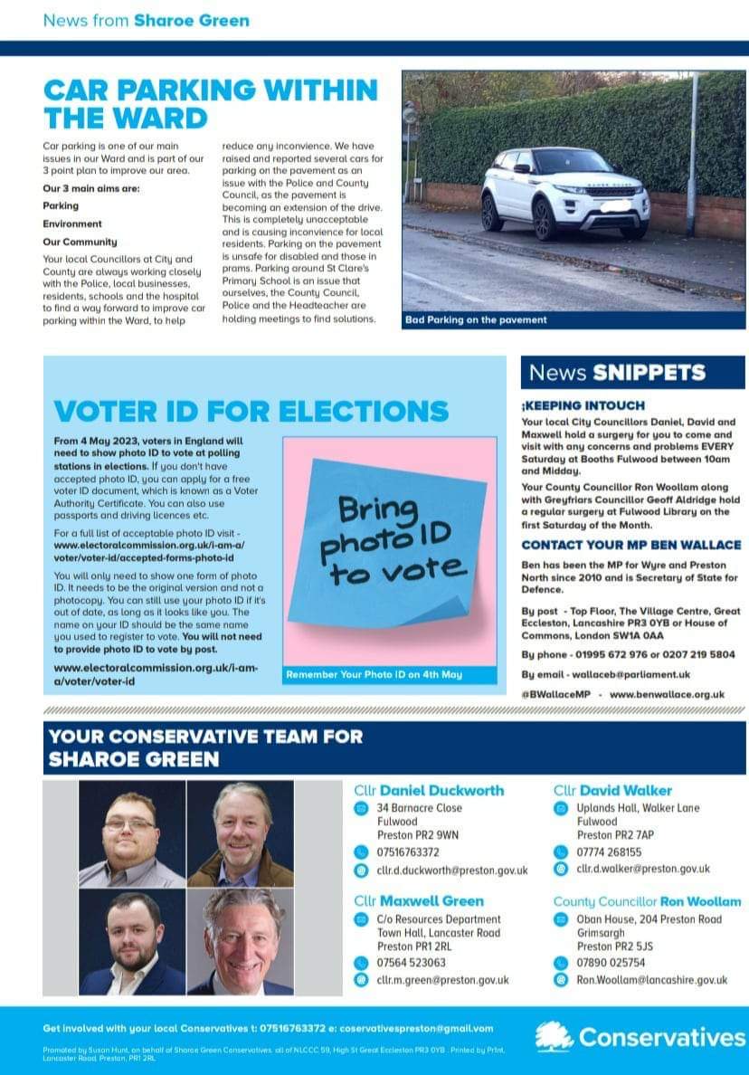 Second page of Sharoe Green Conservatives’ InTouch newsletter
